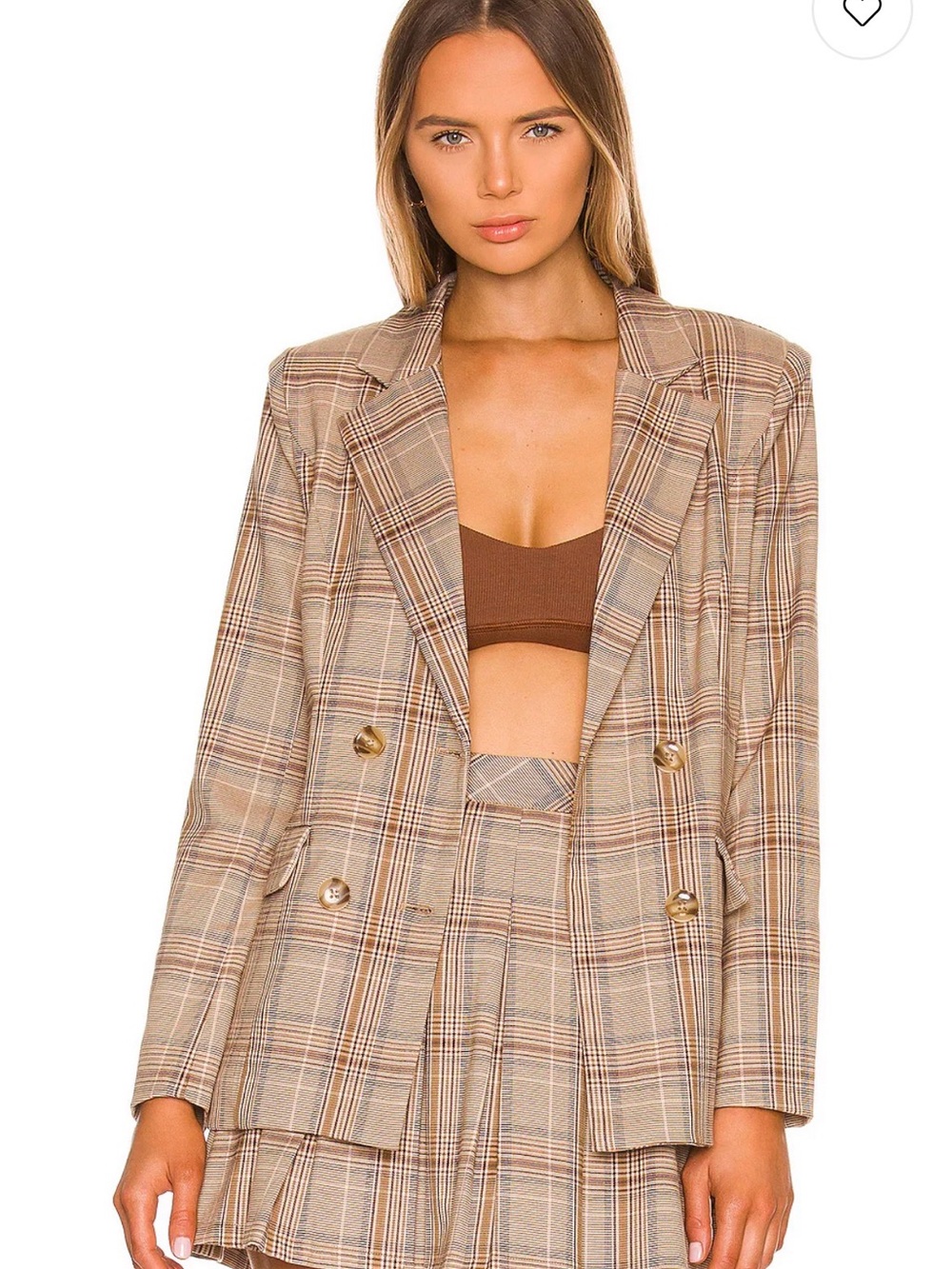 MAJORELLE Rhea Plaid Double-Breasted Blazer Currently Selling Revolve For $218